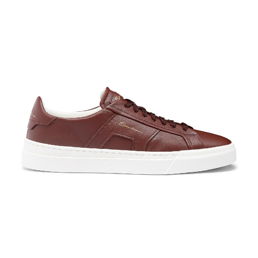 Santoni Double buckle sneaker da uomo in pelle bordeaux