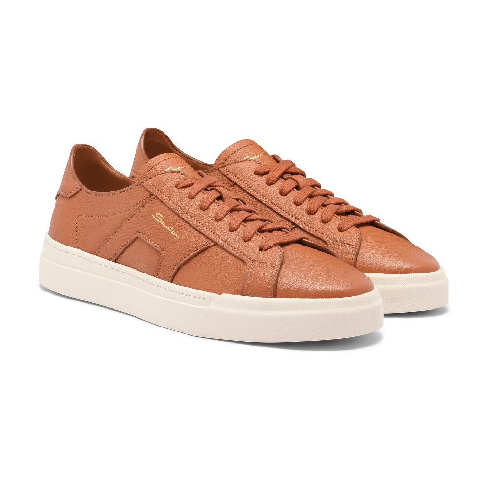 Santoni Double Buckle Sneaker Da Uomo In Pelle Bottalata Arancione