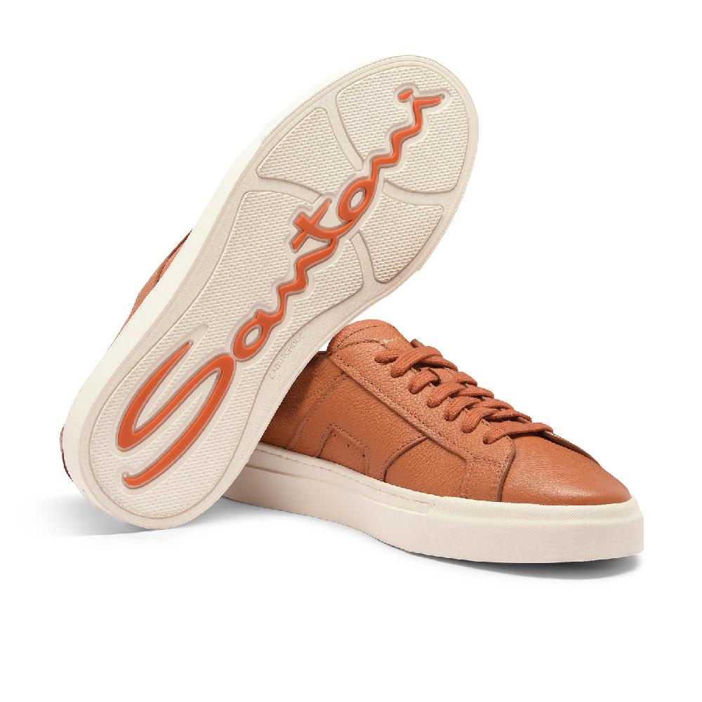 Santoni Double Buckle Sneaker Da Uomo In Pelle Bottalata Arancione
