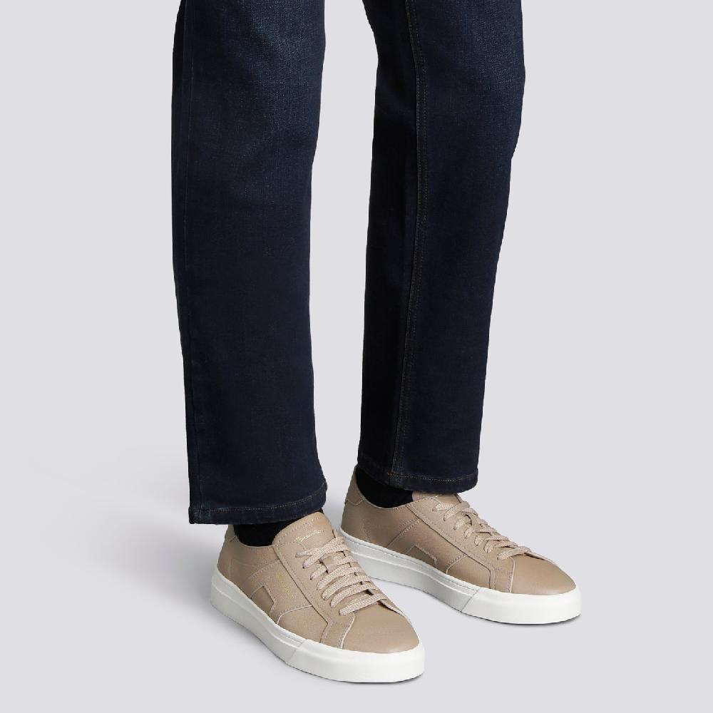 Santoni Double Buckle Sneaker Da Uomo In Pelle Bottalata Beige