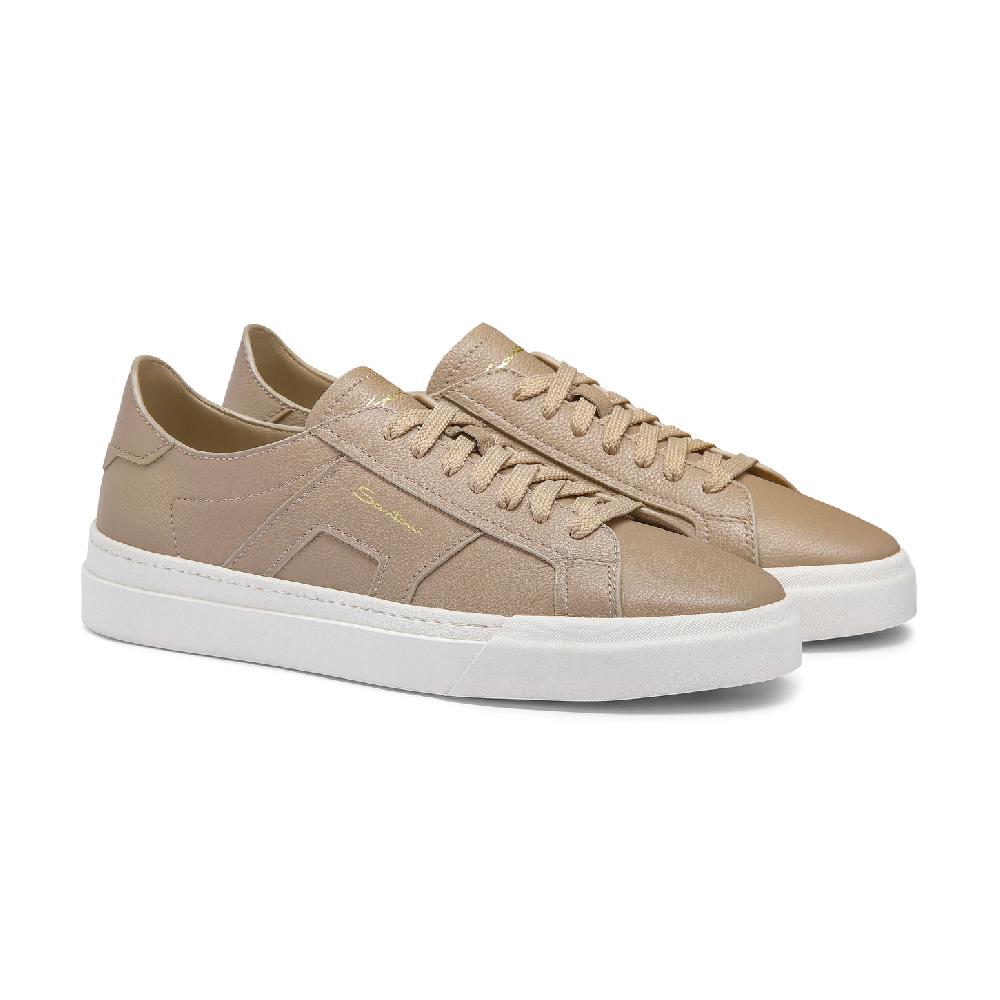 Santoni Double Buckle Sneaker Da Uomo In Pelle Bottalata Beige