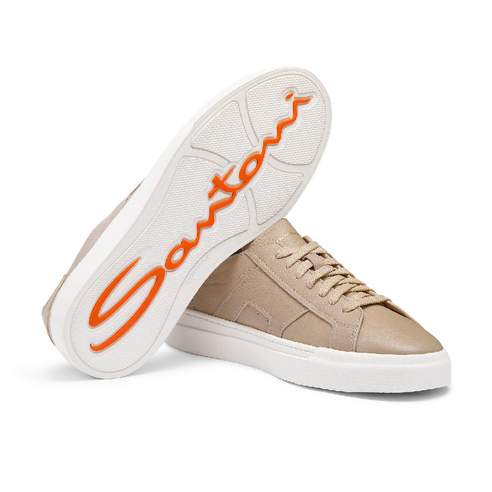Santoni Double Buckle Sneaker Da Uomo In Pelle Bottalata Beige