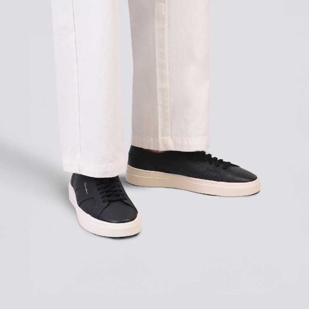 Santoni Double Buckle Sneaker Da Uomo In Pelle Bottalata Blu