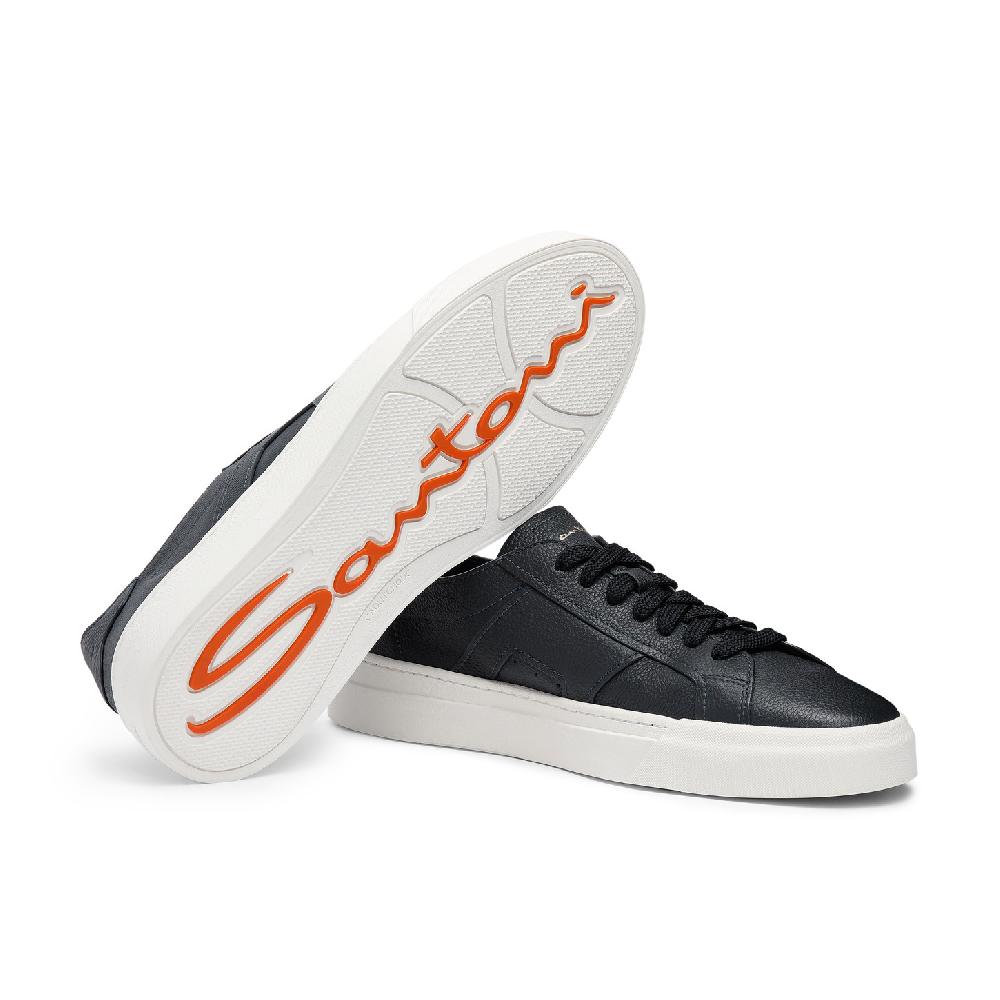 Santoni Double Buckle Sneaker Da Uomo In Pelle Bottalata Blu