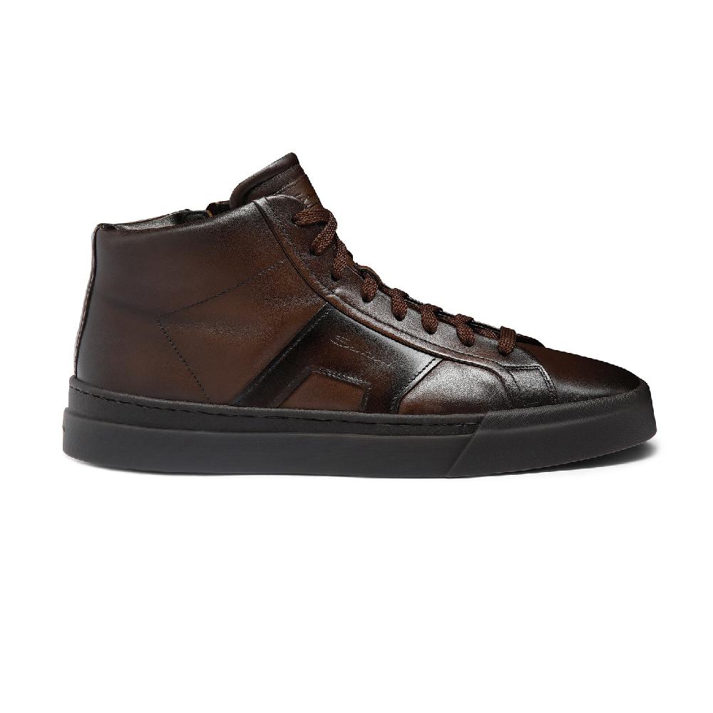 Santoni Double Buckle Sneaker da uomo in pelle testa di moro