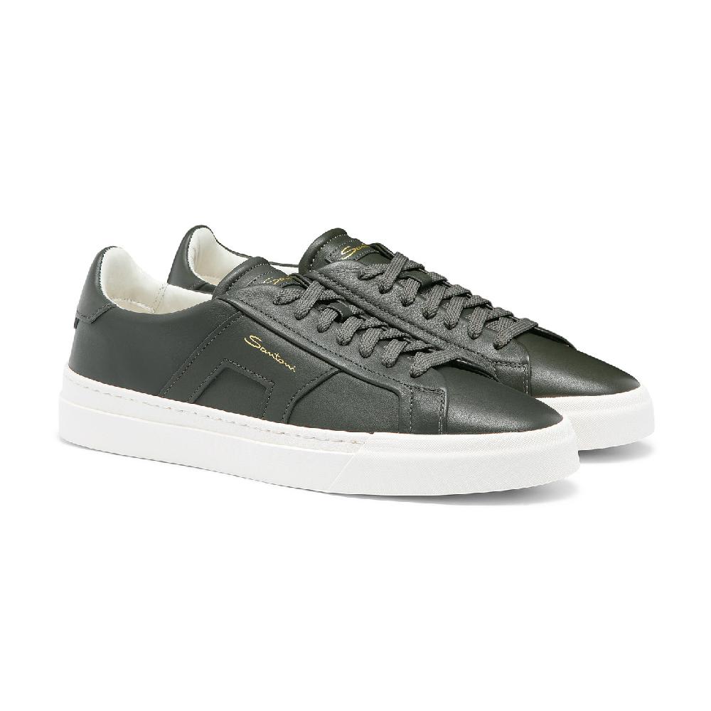Santoni Double Buckle Sneaker Da Uomo In Pelle Verde