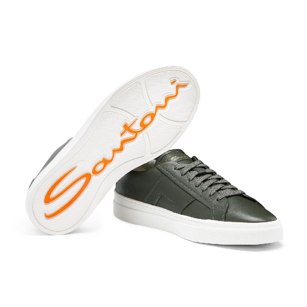 Santoni Double Buckle Sneaker Da Uomo In Pelle Verde