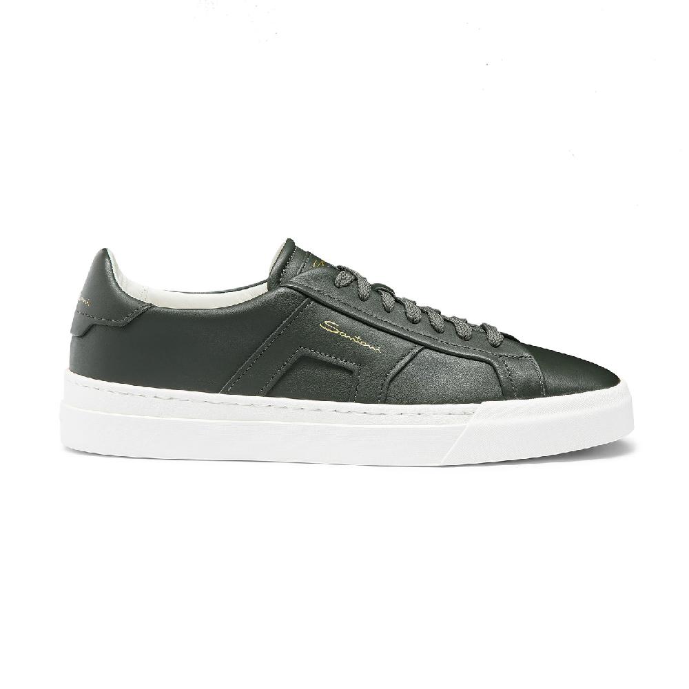 Santoni Double buckle sneaker da uomo in pelle verde