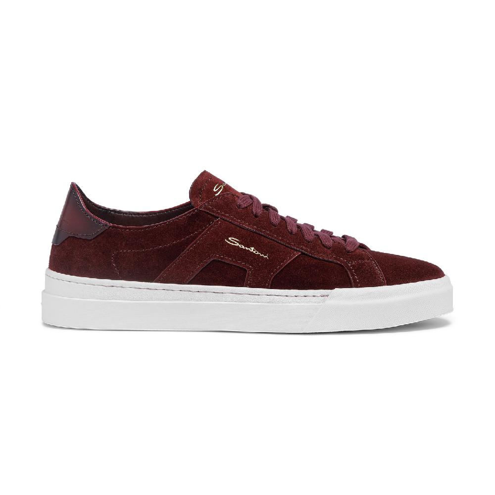 Santoni Double Buckle Sneaker da uomo in suede bordeaux