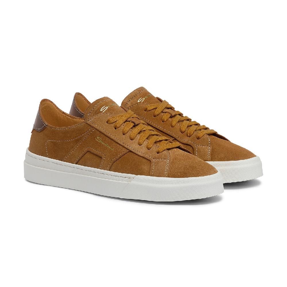 Santoni Double Buckle Sneaker Da Uomo In Suede Marrone