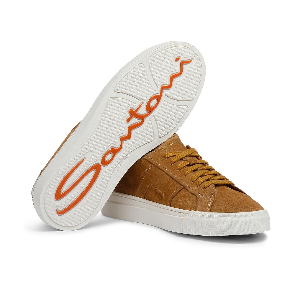 Santoni Double Buckle Sneaker Da Uomo In Suede Marrone