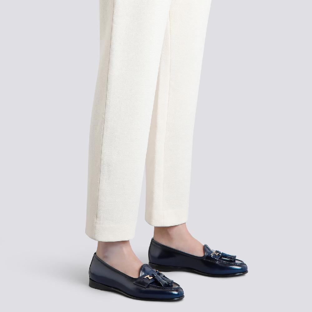 Santoni Mocassino Andrea Con Nappe Da Donna In Pelle Blu