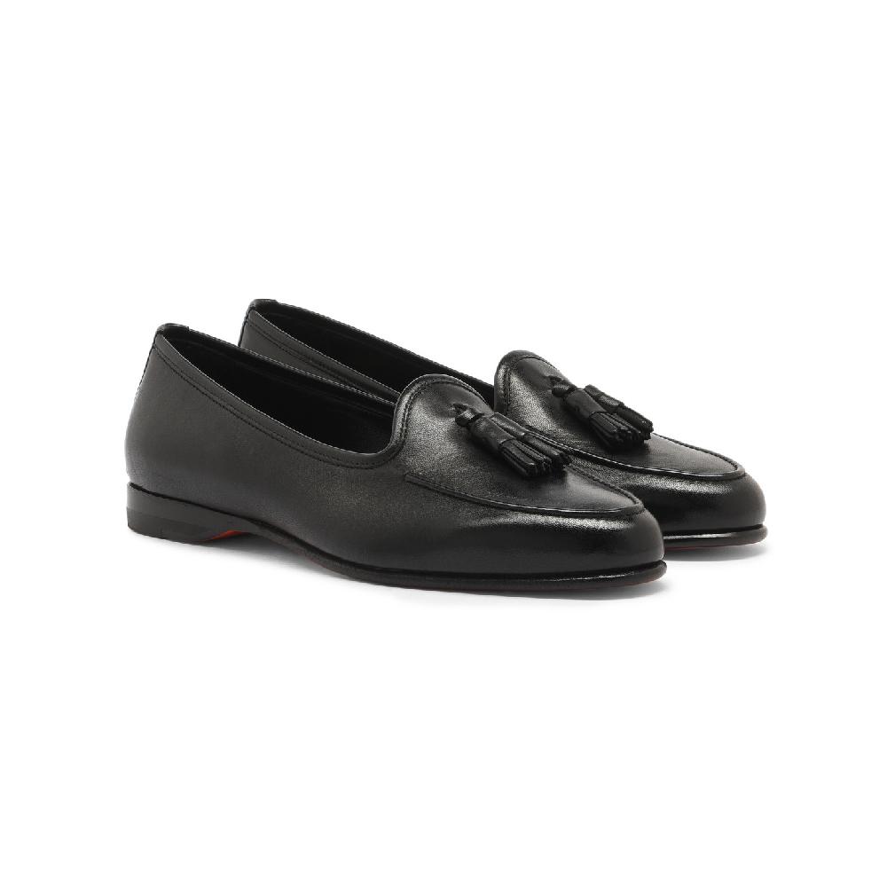 Santoni Mocassino Andrea Con Nappe Da Donna In Pelle Nera