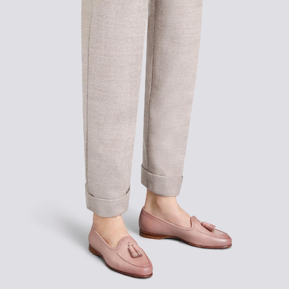 Santoni Mocassino Andrea Con Nappe Da Donna In Pelle Rosa