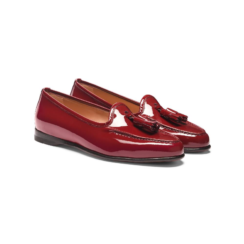 Santoni Mocassino Andrea Con Nappe Da Donna In Vernice Rossa