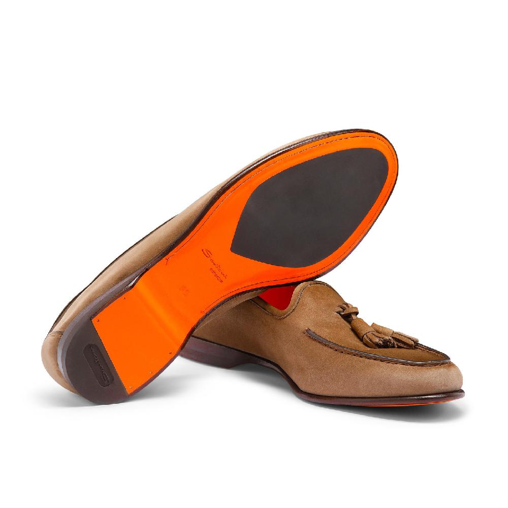 Santoni Mocassino Andrea Con Nappe Da Uomo In Nabuk Marrone