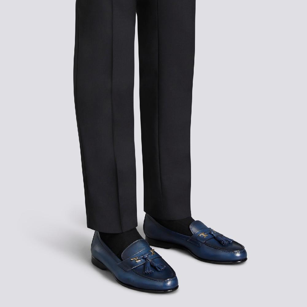 Santoni Mocassino Andrea Con Nappe Da Uomo In Pelle Blu