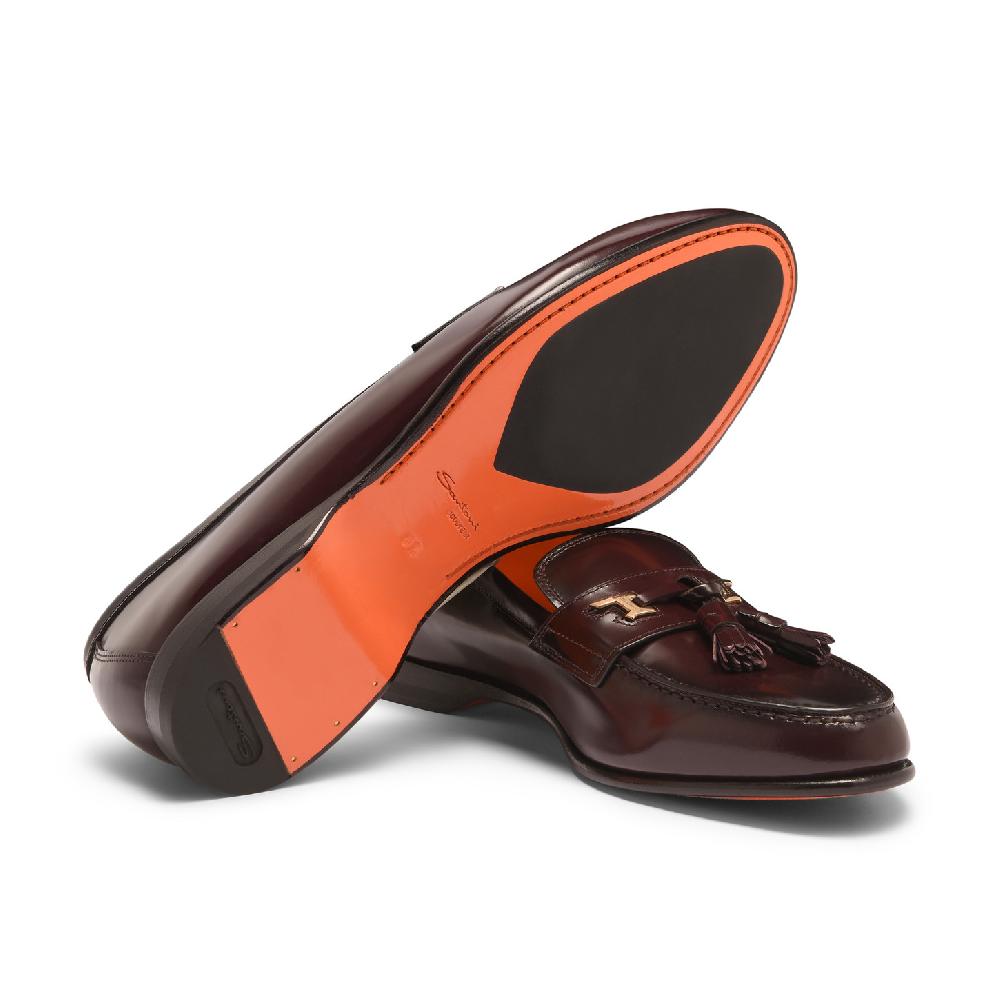 Santoni Mocassino Andrea Con Nappe Da Uomo In Pelle Bordeaux