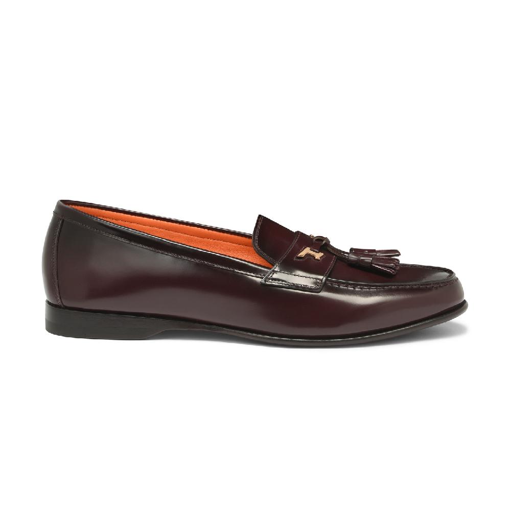 Santoni Mocassino Andrea con nappe da uomo in pelle bordeaux