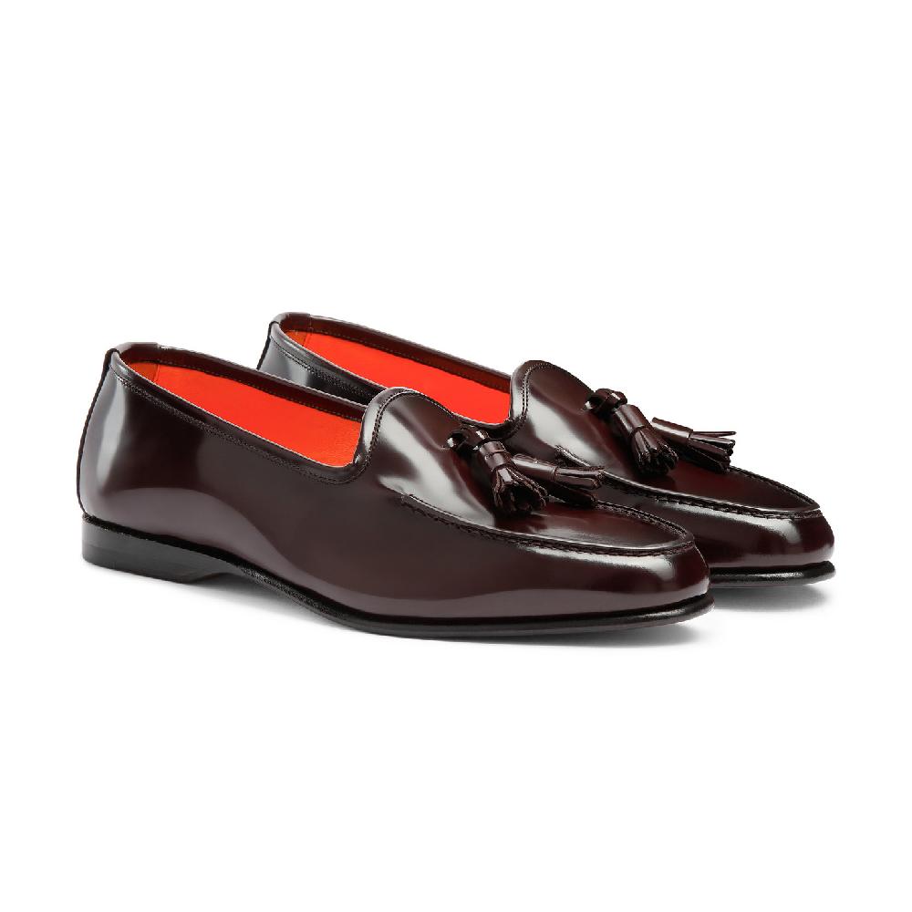 Santoni Mocassino Andrea Con Nappe Da Uomo In Pelle Lucida Bordeaux