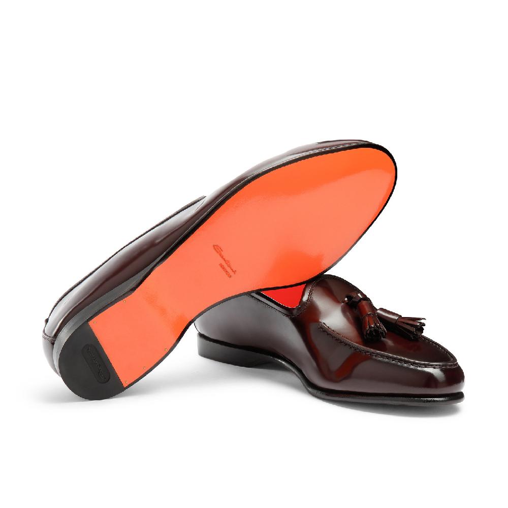 Santoni Mocassino Andrea Con Nappe Da Uomo In Pelle Lucida Bordeaux