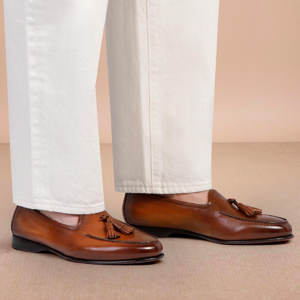 Santoni Mocassino Andrea Con Nappe Da Uomo In Pelle Marrone