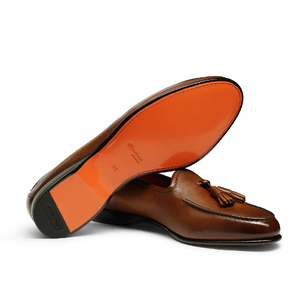 Santoni Mocassino Andrea Con Nappe Da Uomo In Pelle Marrone