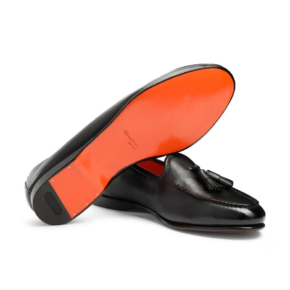 Santoni Mocassino Andrea Con Nappe Da Uomo In Pelle Nera