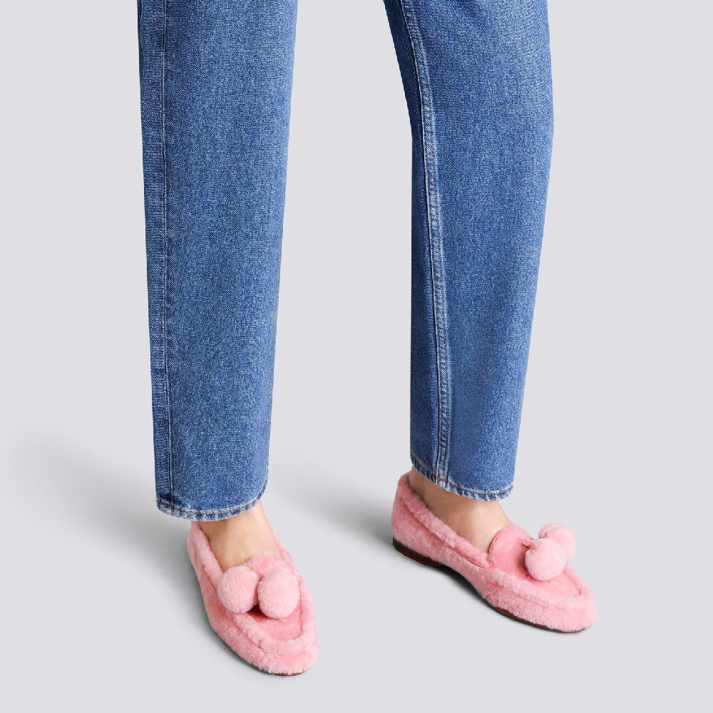 Santoni Mocassino Andrea Da Donna In Pelliccia Rosa