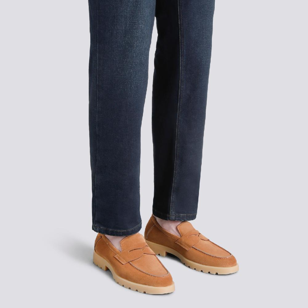 Santoni Mocassino Penny Da Uomo In Suede Marrone Chiaro