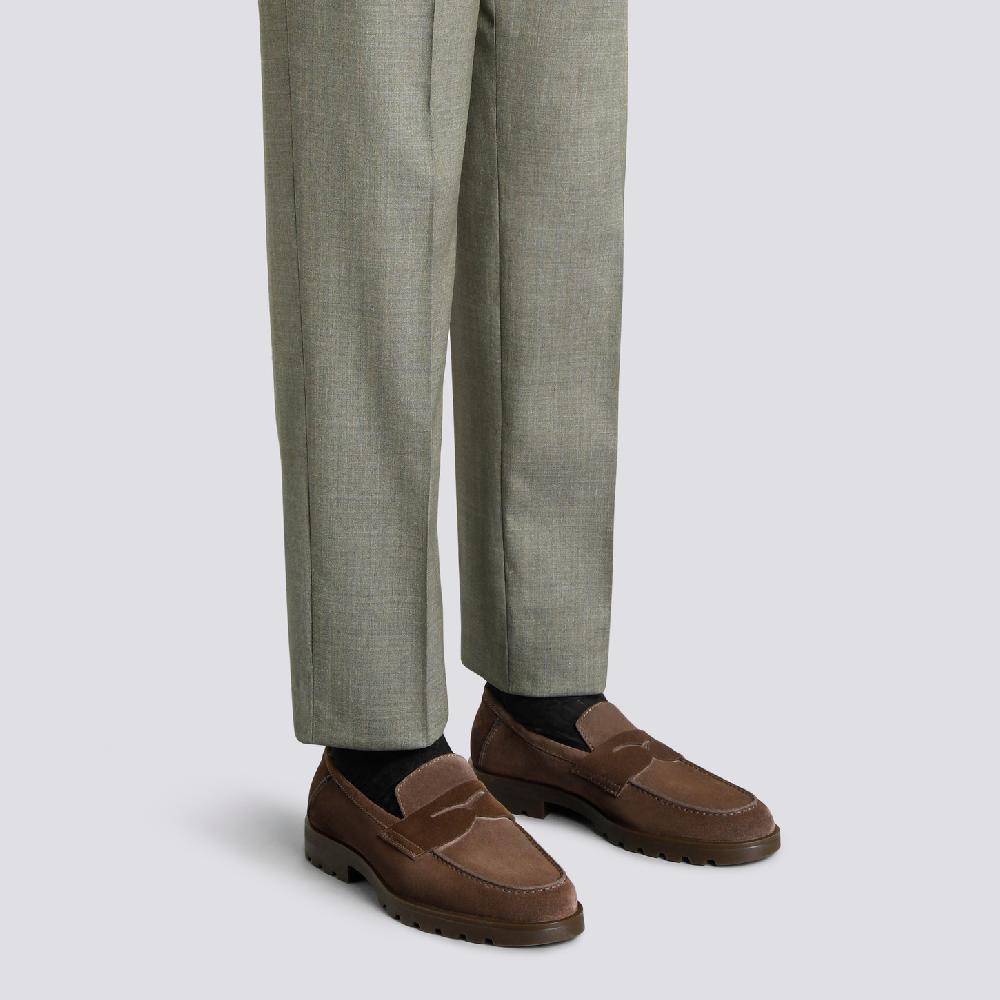 Santoni Mocassino Penny Da Uomo In Suede Testa Di Moro