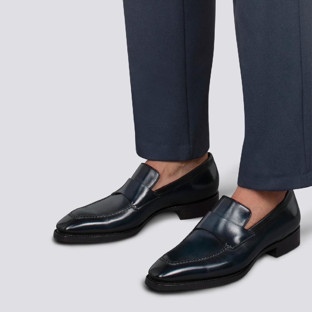 Santoni Mocassino Penny Limited Edition Da Uomo In Pelle Blu