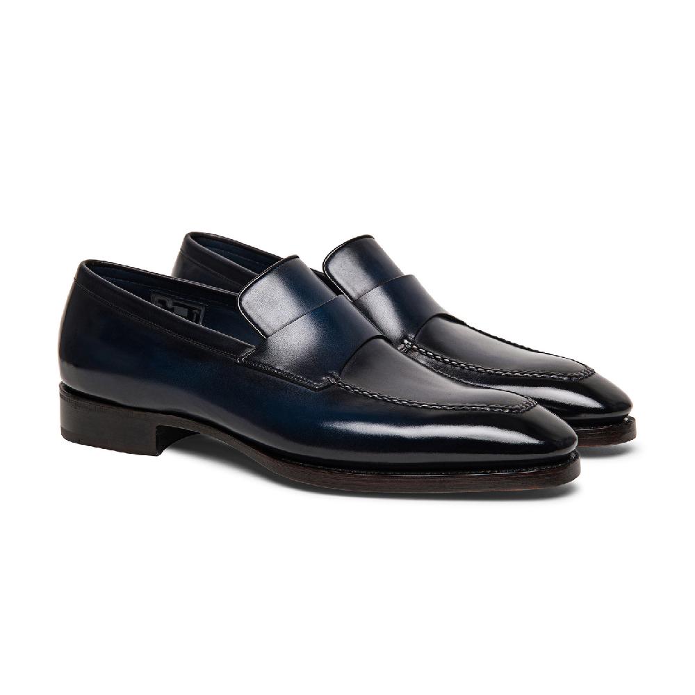 Santoni Mocassino Penny Limited Edition Da Uomo In Pelle Blu