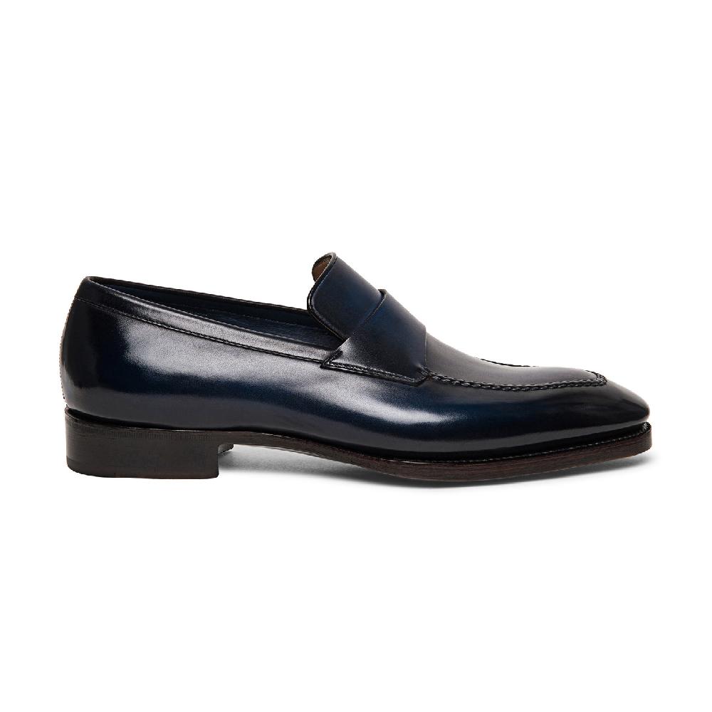 Santoni Mocassino penny Limited Edition da uomo in pelle blu