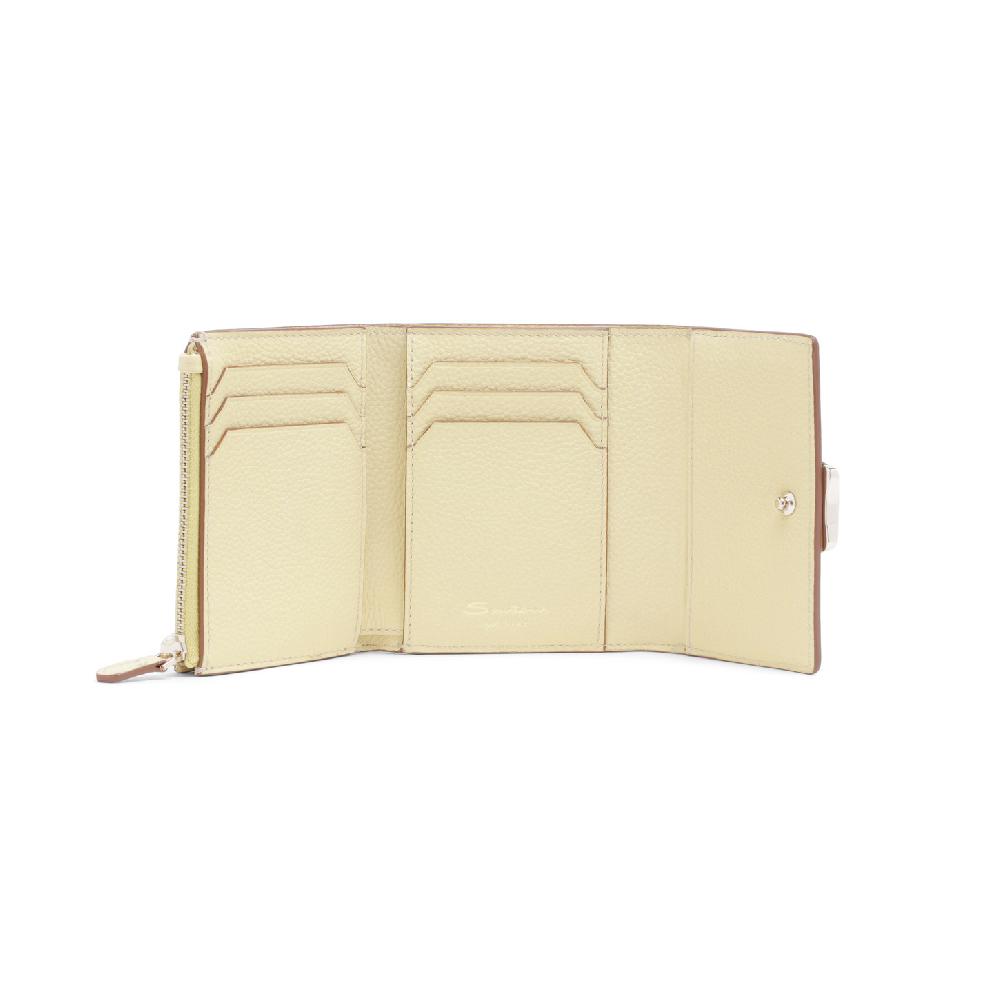 Santoni Portafoglio Con Porta Monete In Pelle Bottalata Gialla
