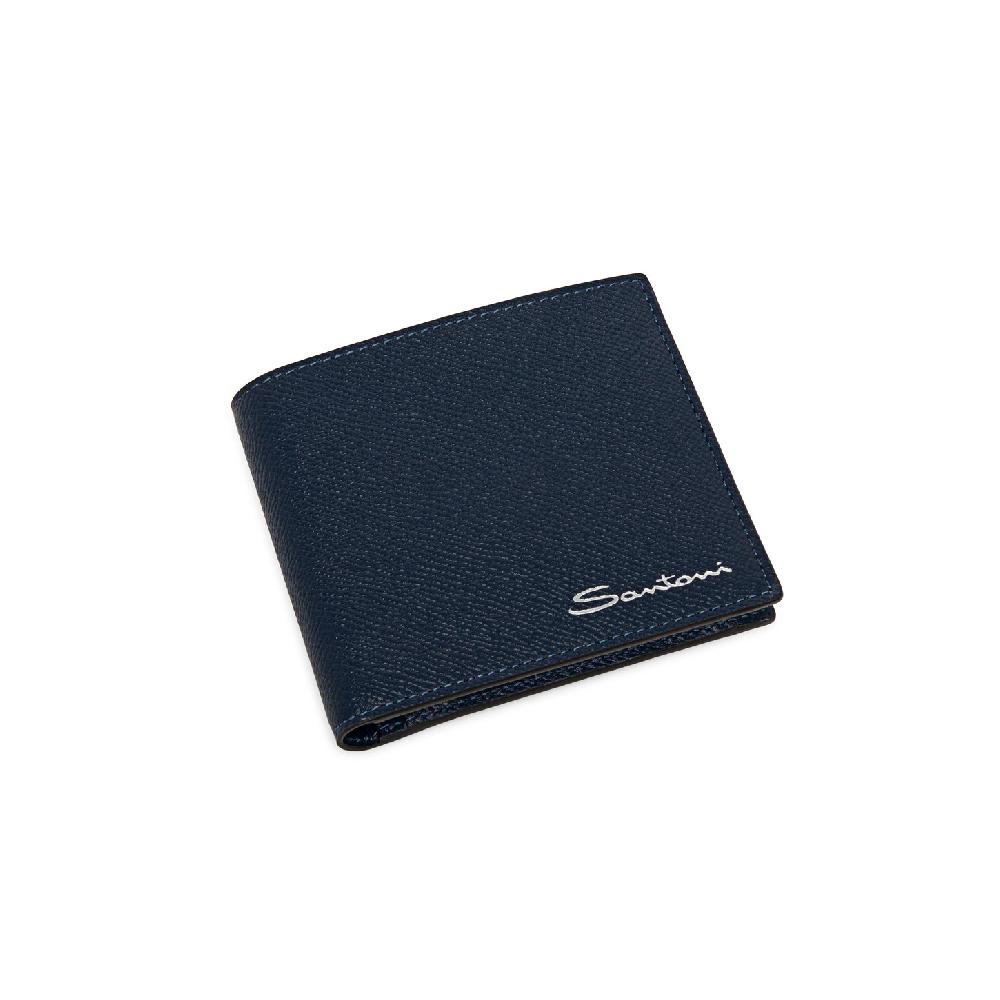 Santoni Portafoglio Con Porta Monete In Saffiano Blu