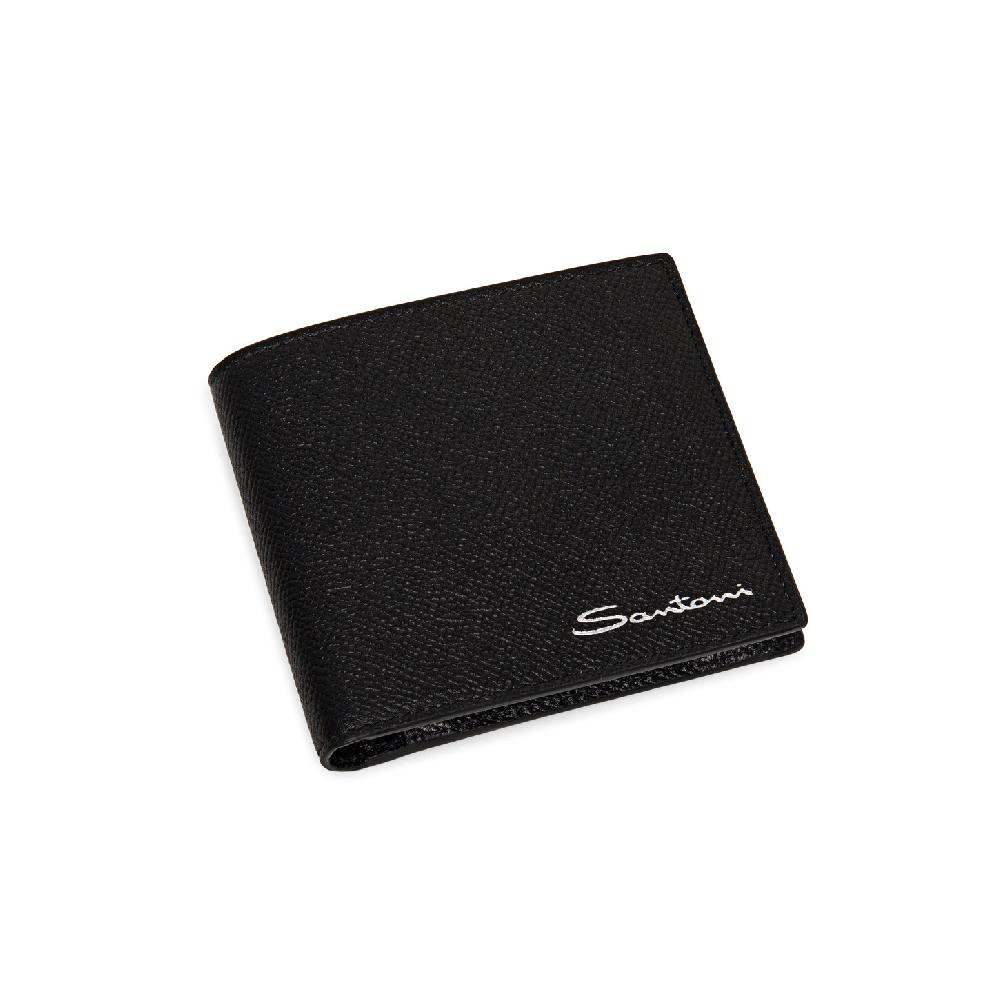 Santoni Portafoglio Con Porta Monete In Saffiano Nero