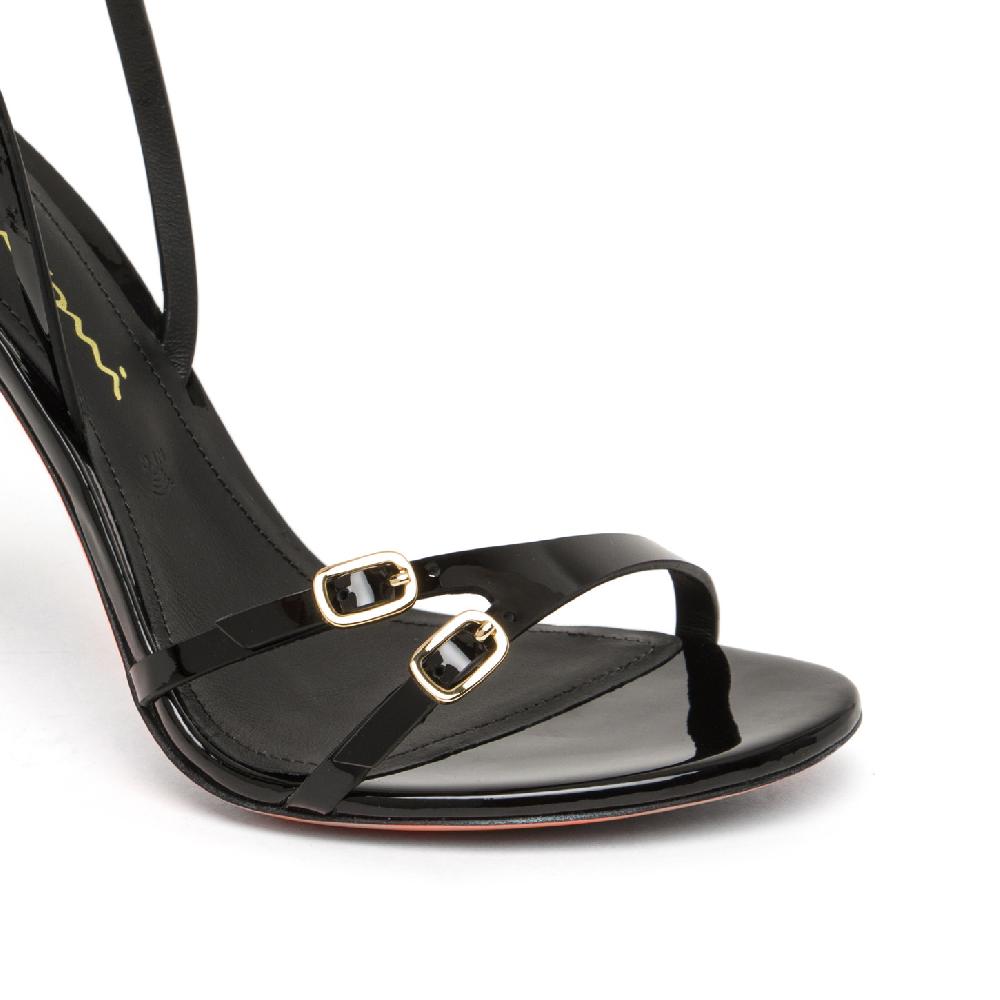Santoni Sandalo Tacco Alto Da Donna In Vernice Nera