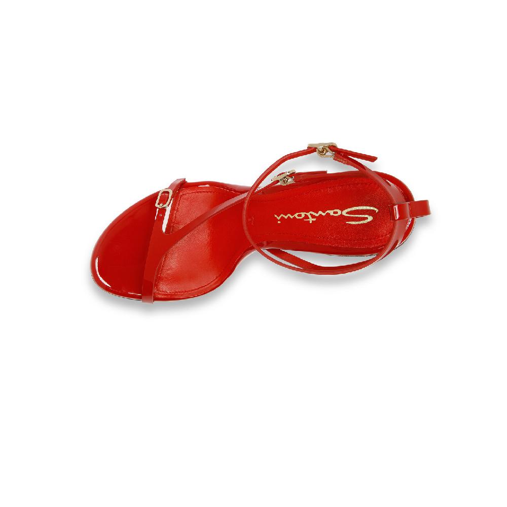 Santoni Sandalo Tacco Alto Da Donna In Vernice Rossa