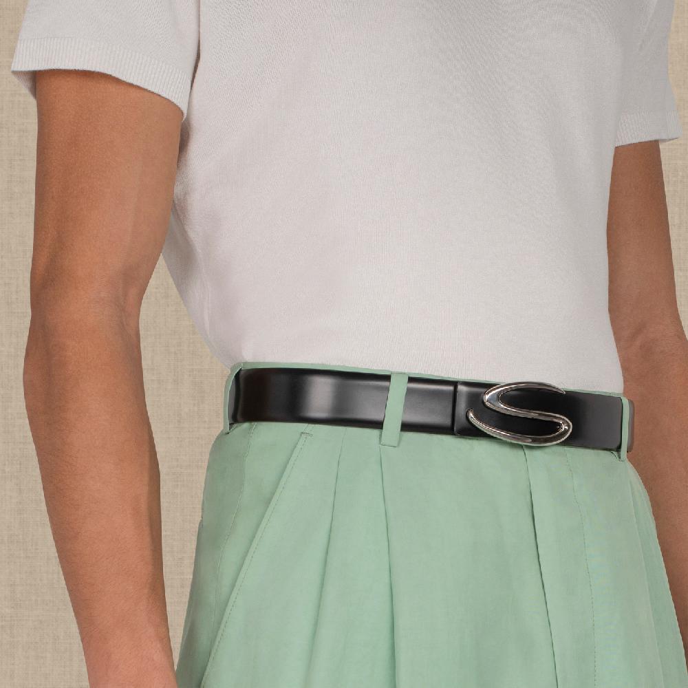 Santoni Asta Per Cintura In Pelle Nera