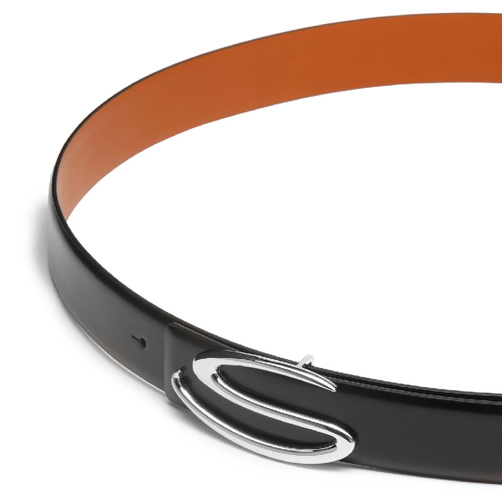 Santoni Asta Per Cintura In Pelle Nera