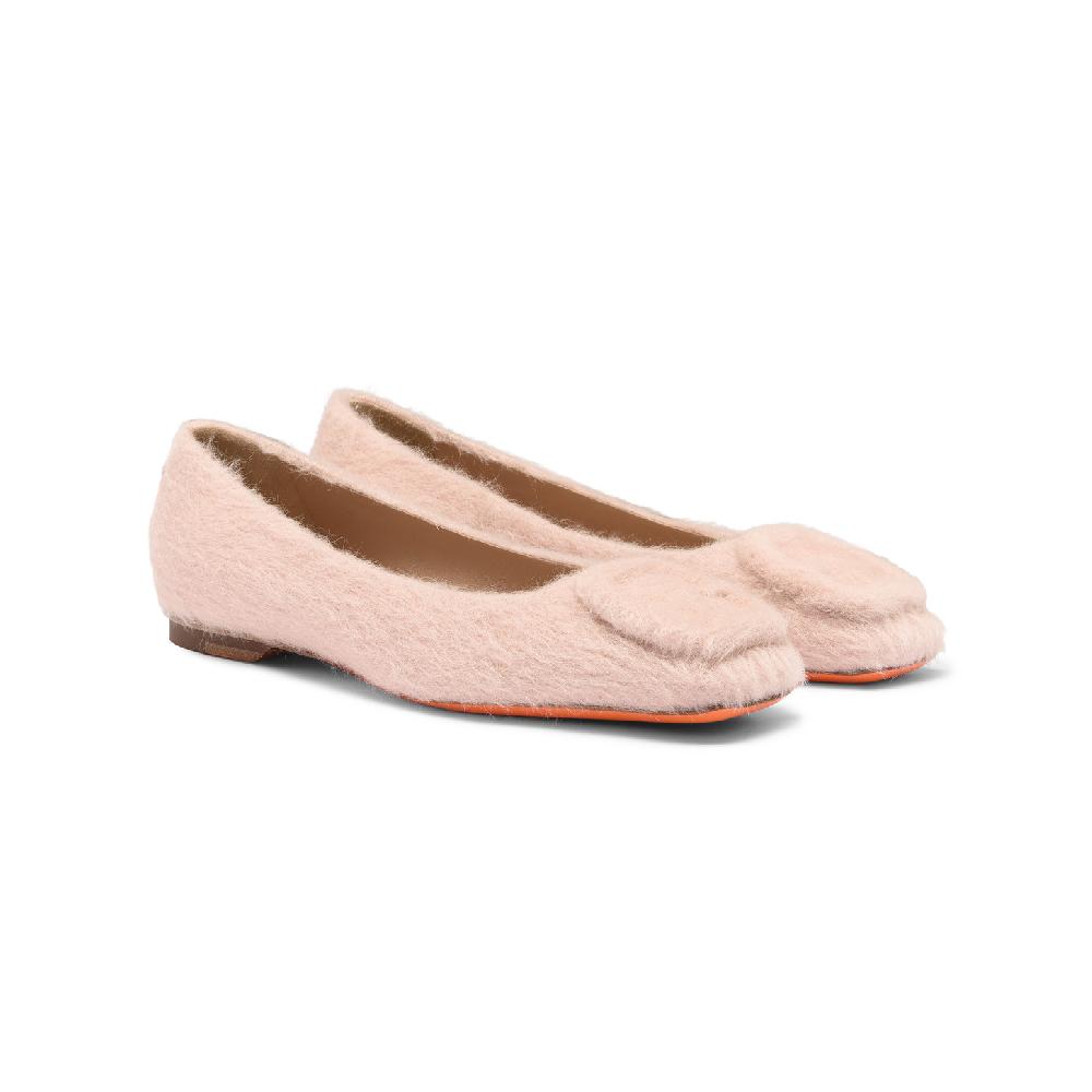 Santoni Ballerina Da Donna In Lana Rosa