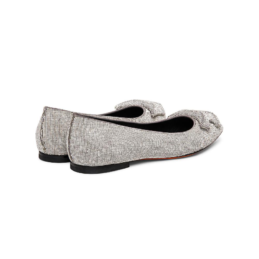 Santoni Ballerina Da Donna In Strass Argento
