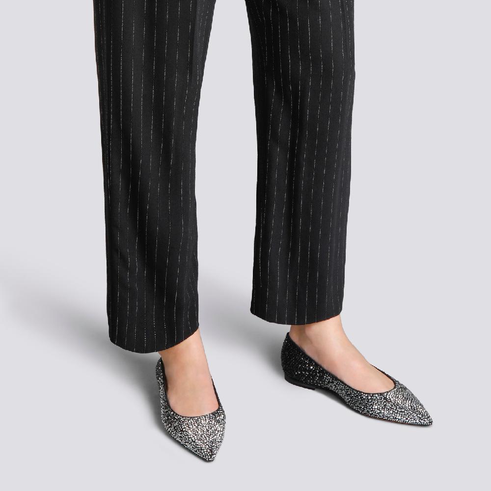 Santoni Ballerina Da Donna In Suede E Strass Neri