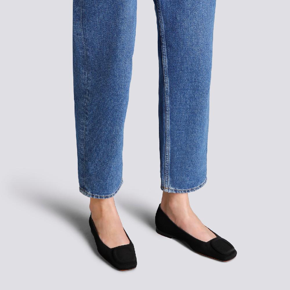 Santoni Ballerina Da Donna In Suede Nero