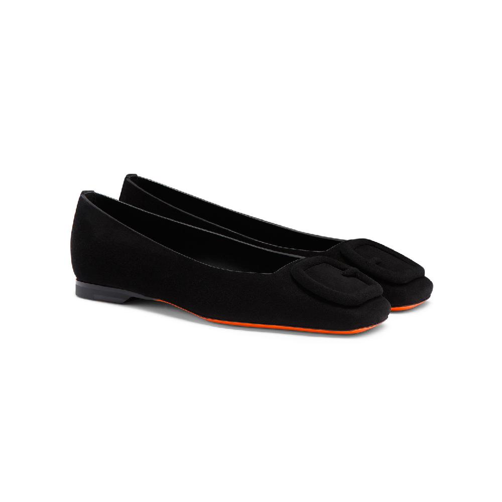 Santoni Ballerina Da Donna In Suede Nero
