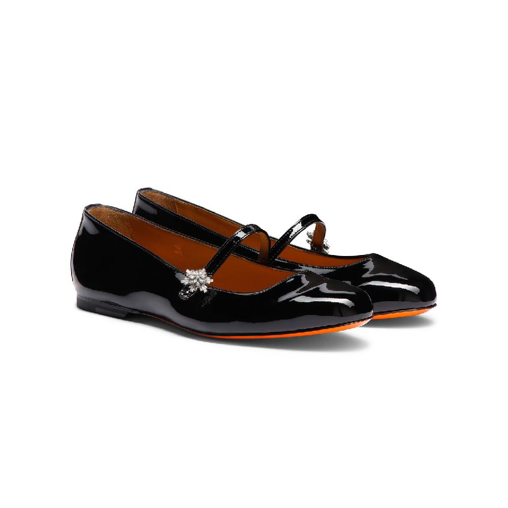 Santoni Ballerina Da Donna In Vernice Nera