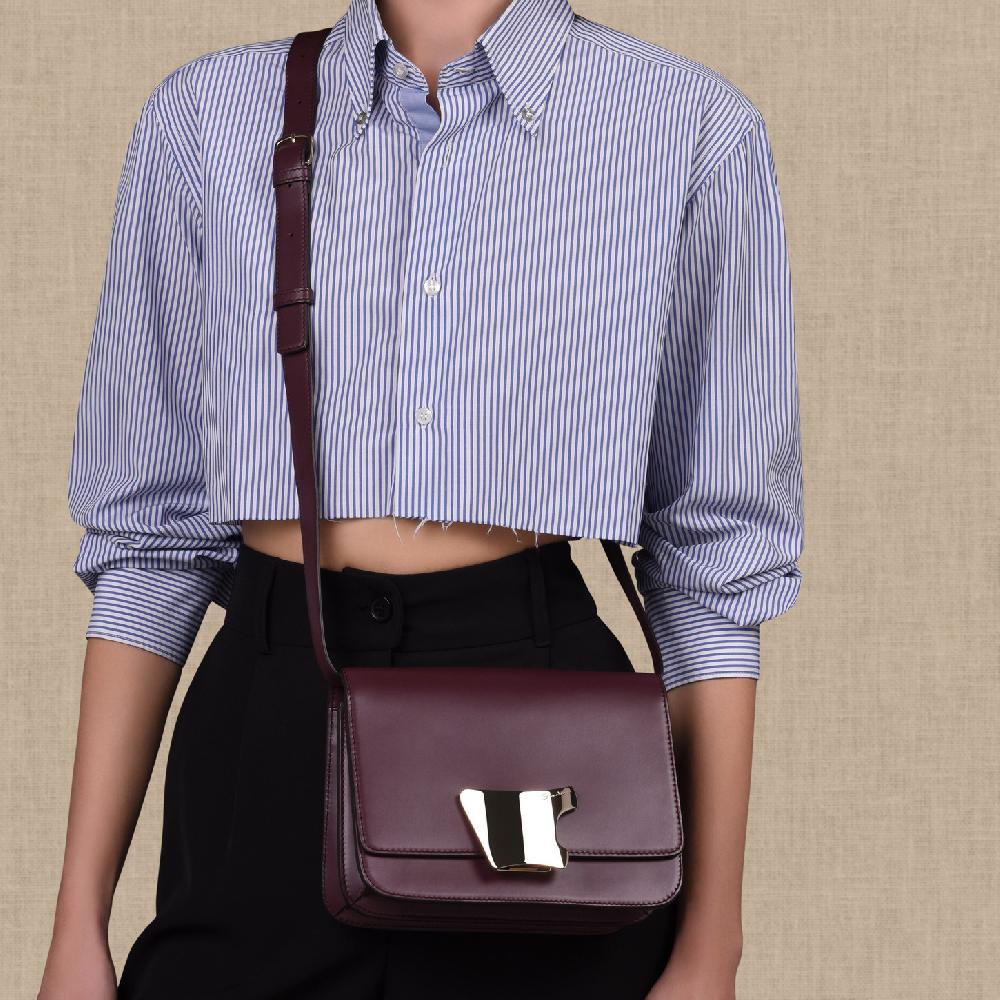 Santoni Borsa A Tracolla In Pelle Bordeaux