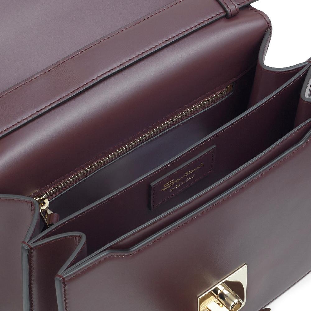 Santoni Borsa A Tracolla In Pelle Bordeaux