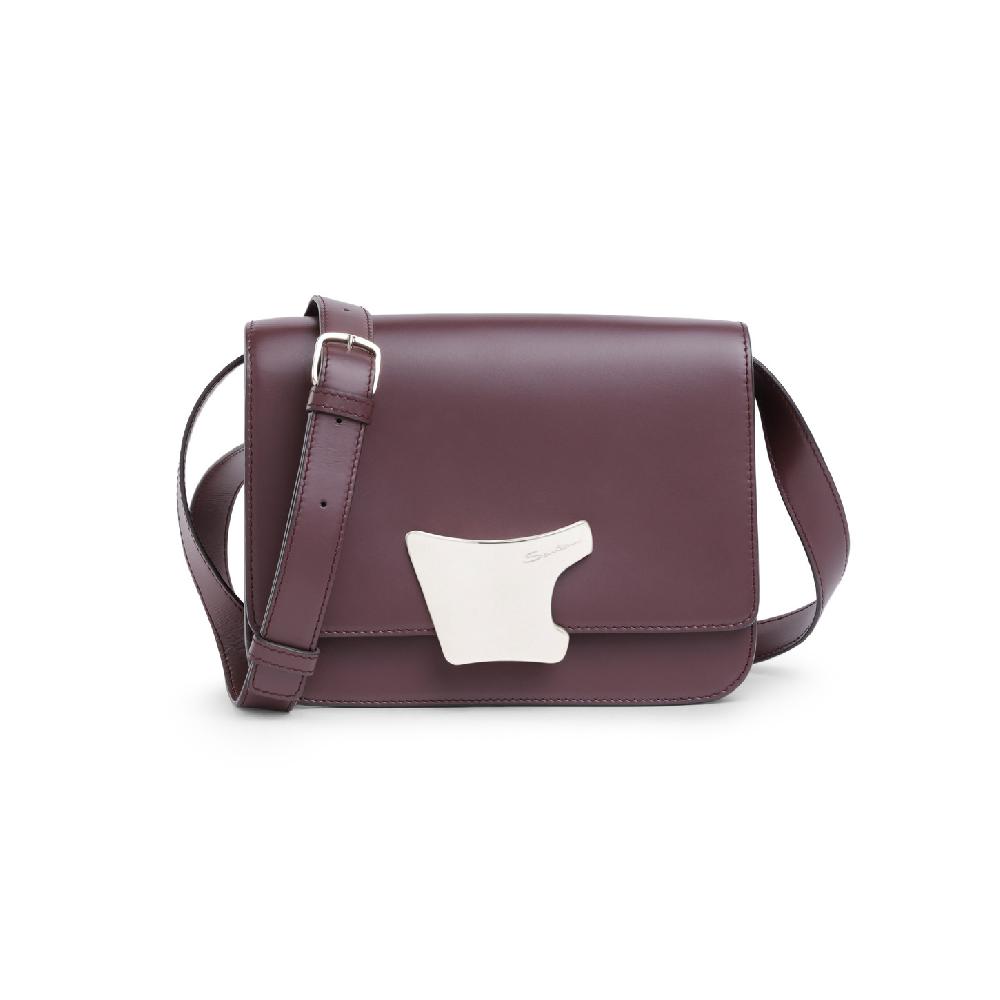 Santoni Borsa a tracolla in pelle bordeaux